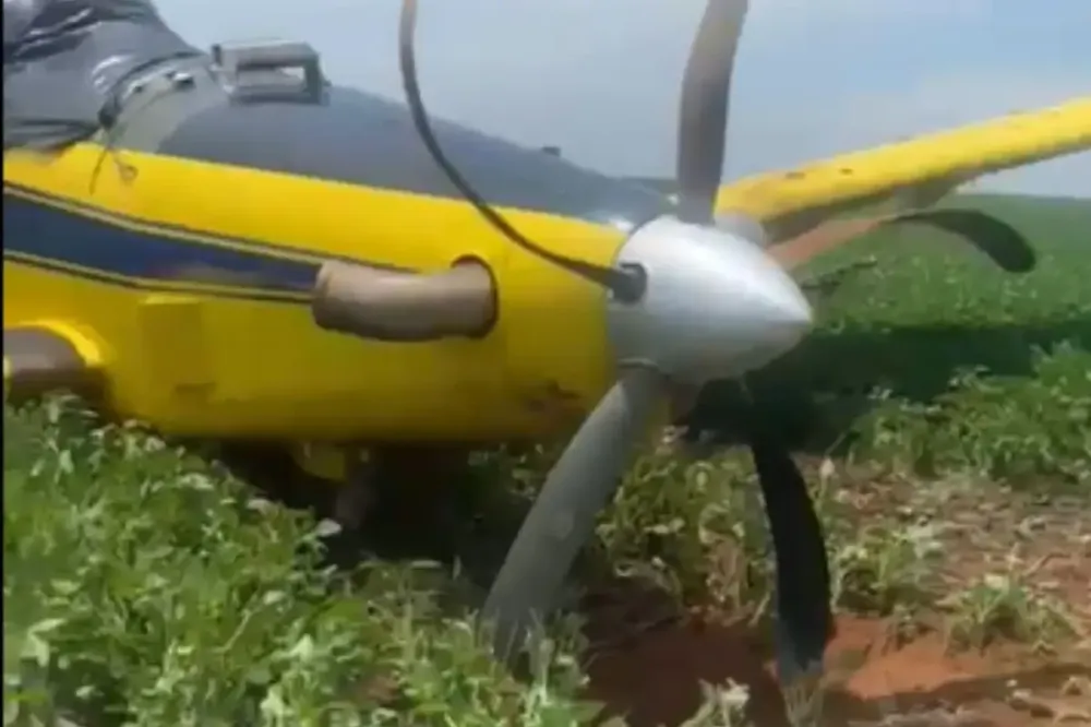 Avião cai em lavoura às margens da MT-242 e piloto sai ileso