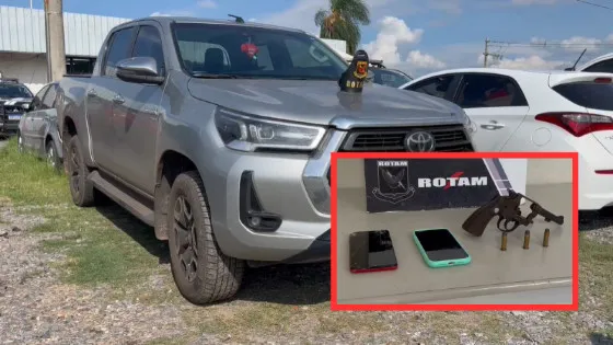Bandidos sequestram pai e filho de 8 anos durante roubo de Hilux em Cuiabá