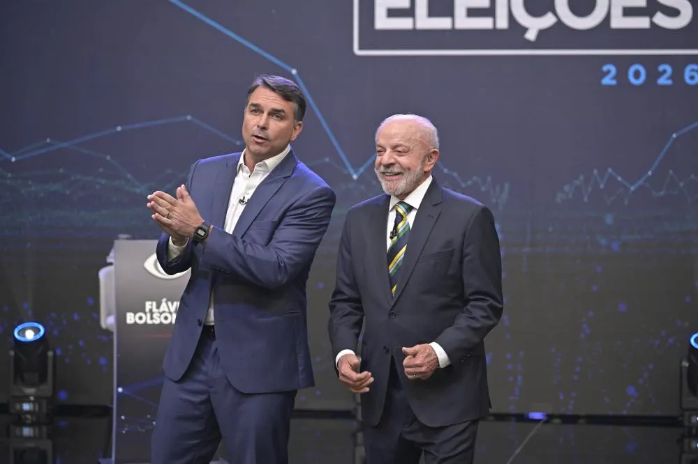 Flávio e Lula durante debate da 'Band' Renato Pizzutto/Band