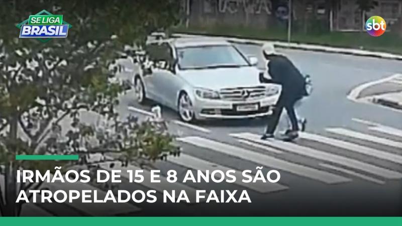 Carro em alta velocidade atropela dois irmãos na faixa de pedestres na Grande SP