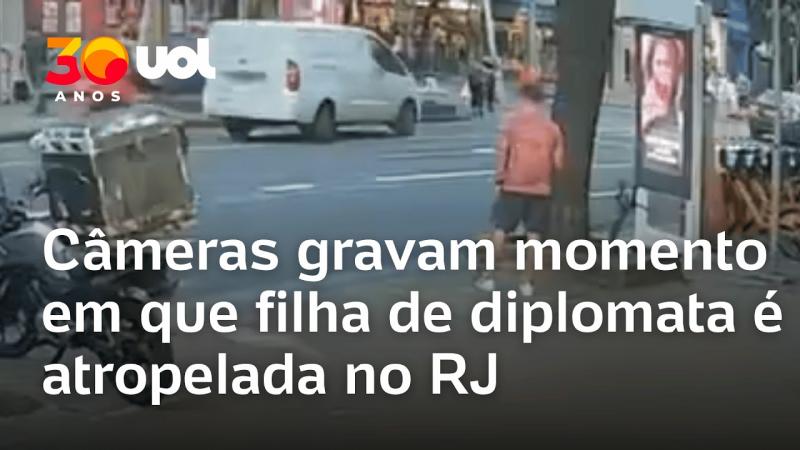 Vídeo mostra momento em que filha de diplomata brasileiro é atropelada por van no RJ
