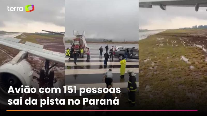Avião com 151 pessoas a bordo sai da pista em aeroporto no Paraná