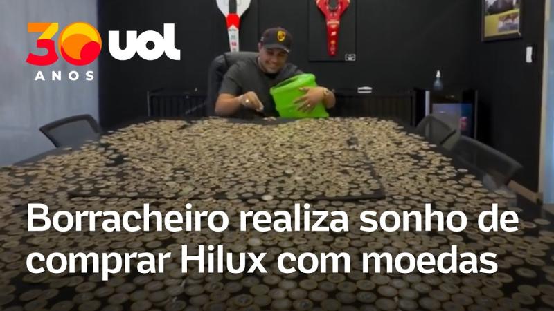 Borracheiro compra Hilux de R$ 100 mil com moedas de R$ 1 no Ceará