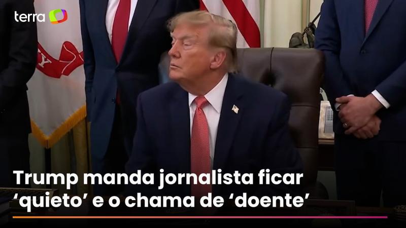 Trump manda jornalista ficar ‘quieto’ e chama profissional de ‘doente’