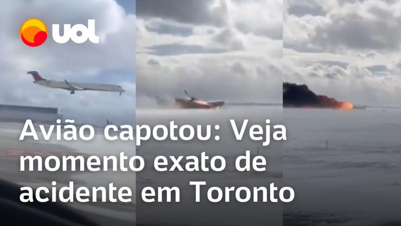 Avião capota em Toronto: Vídeos mostram momento do acidente com voo da Delta Airlines