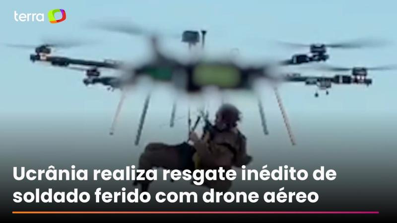 Militares ucranianos realizam resgate inédito de soldado ferido com drone aéreo