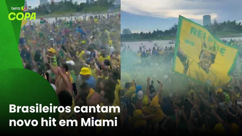 Torcida brasileira faz a festa em Miami e canta novo hit: 'Copa do Mundo é guerra'