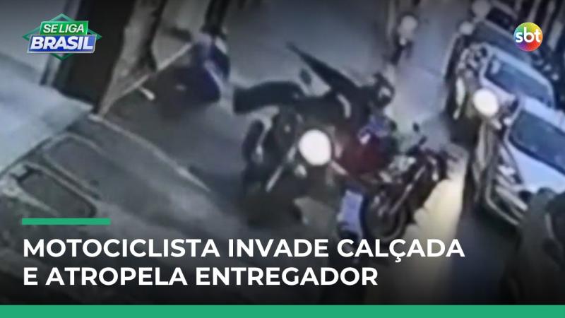 Motociclista invade calçada, provoca acidente e atinge entregador em MG